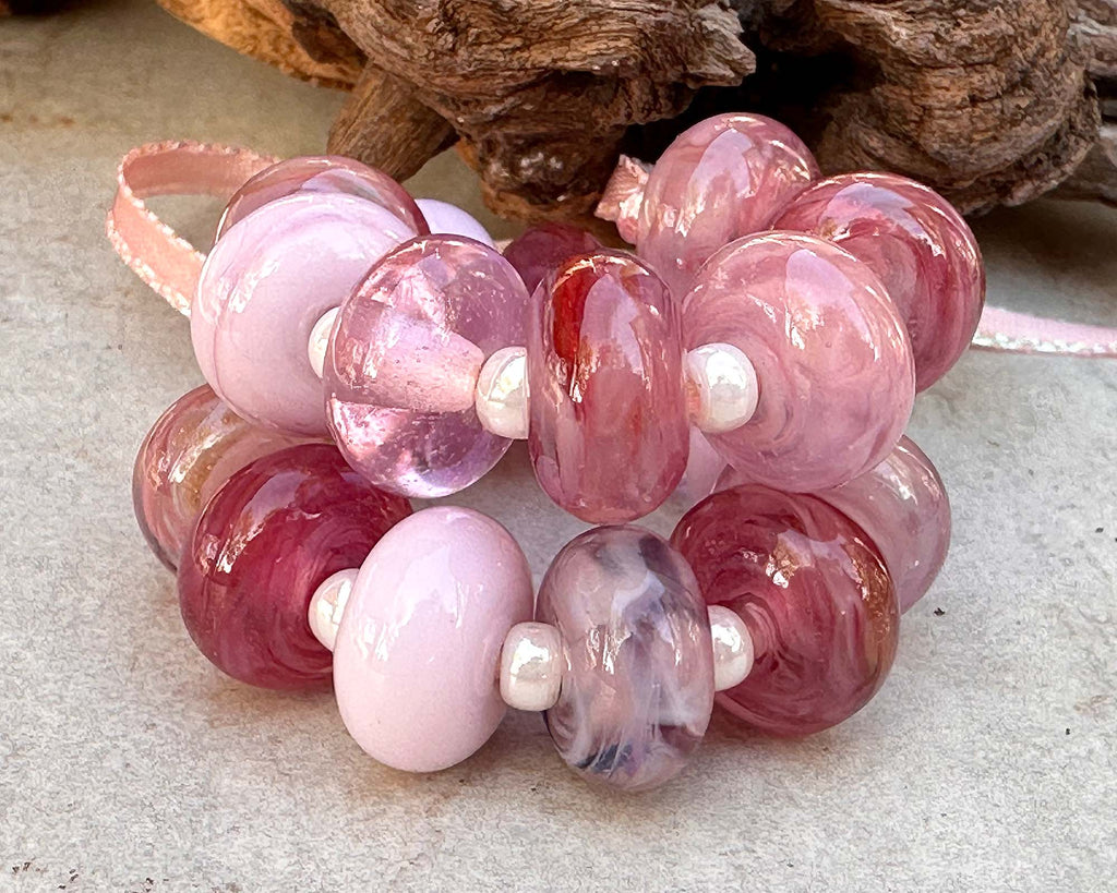 pink lampwork beads