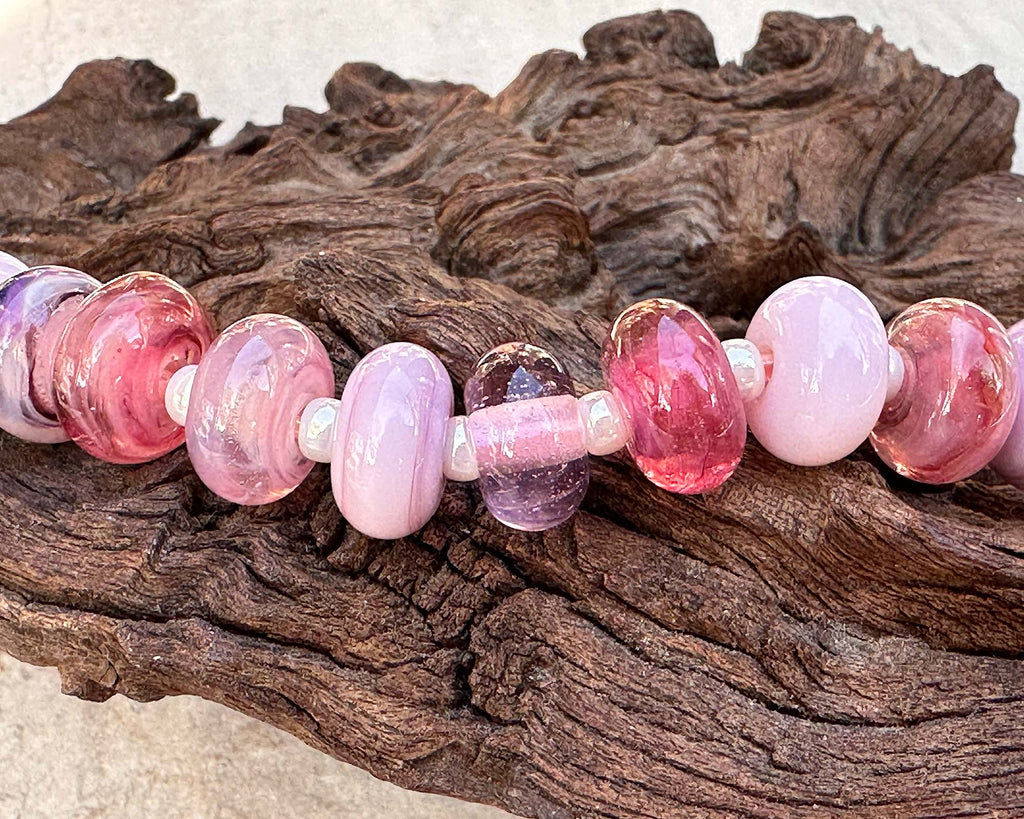 pink lampwork beads