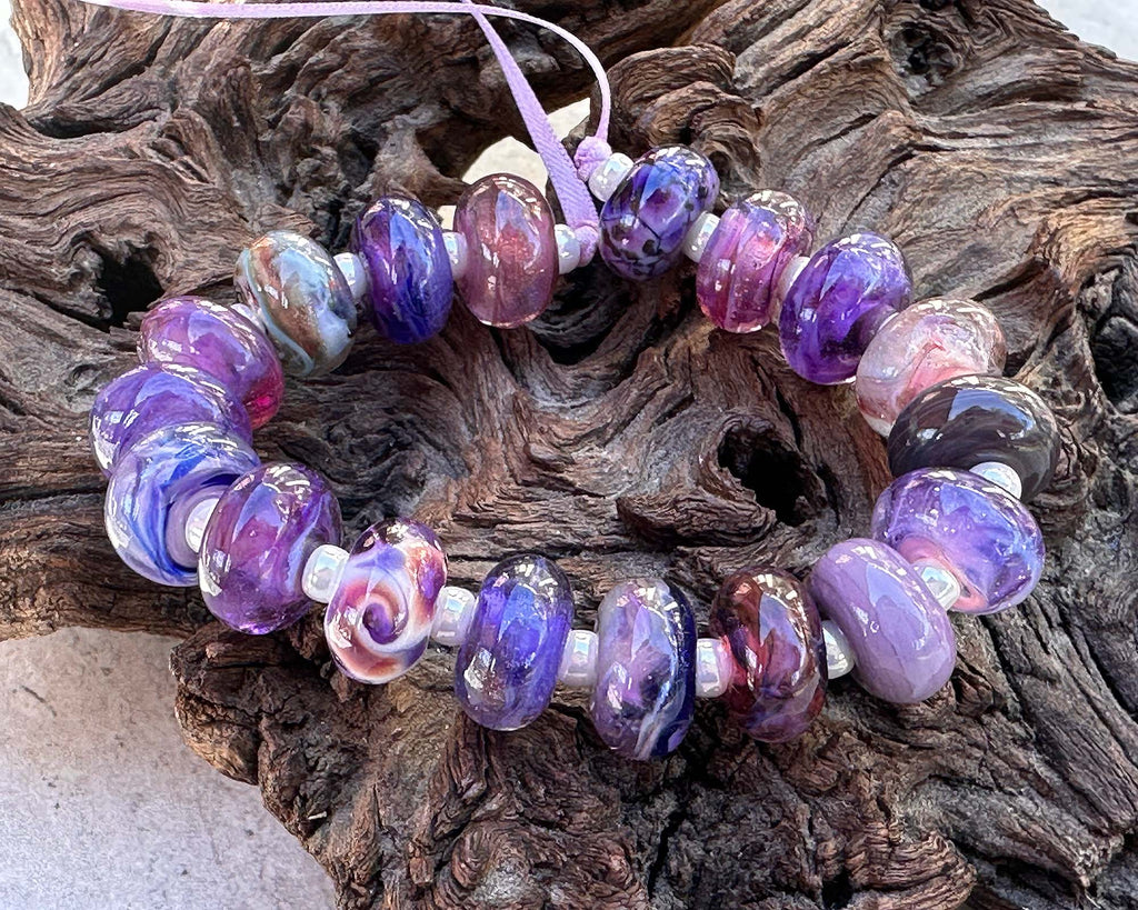 purple lampwork beads