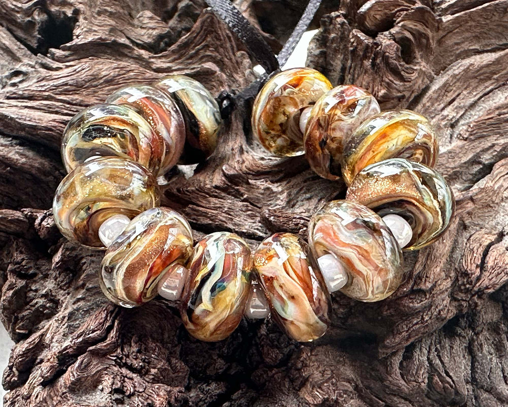 brown lampwork beads