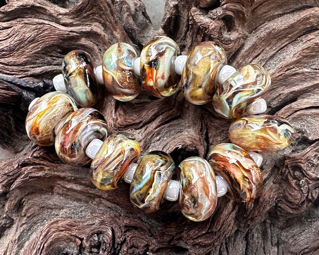 brown lampwork beads