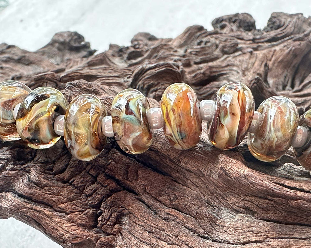 brown lampwork beads