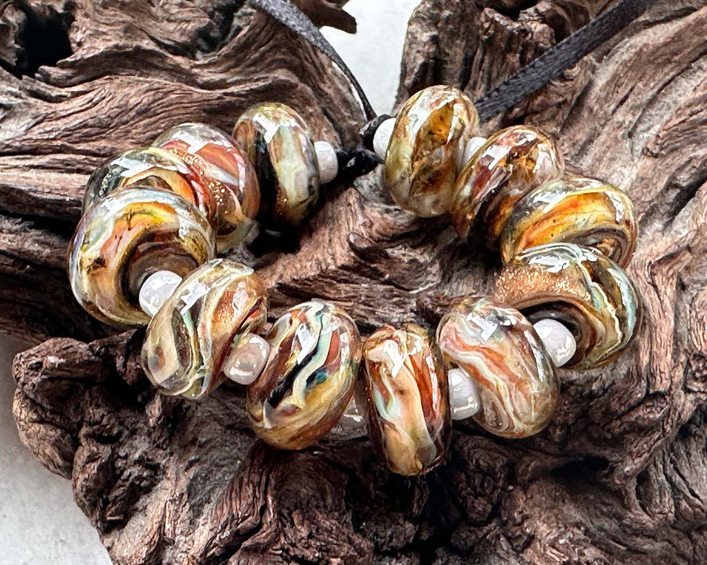 brown lampwork beads