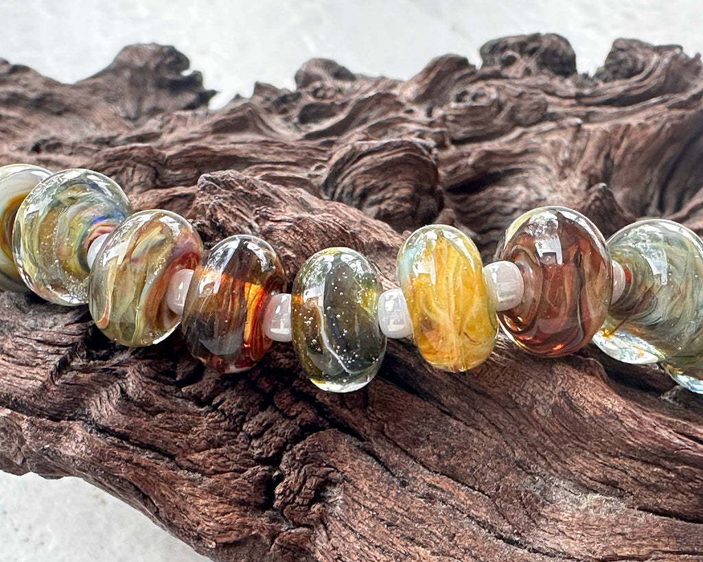 brown lampwork beads