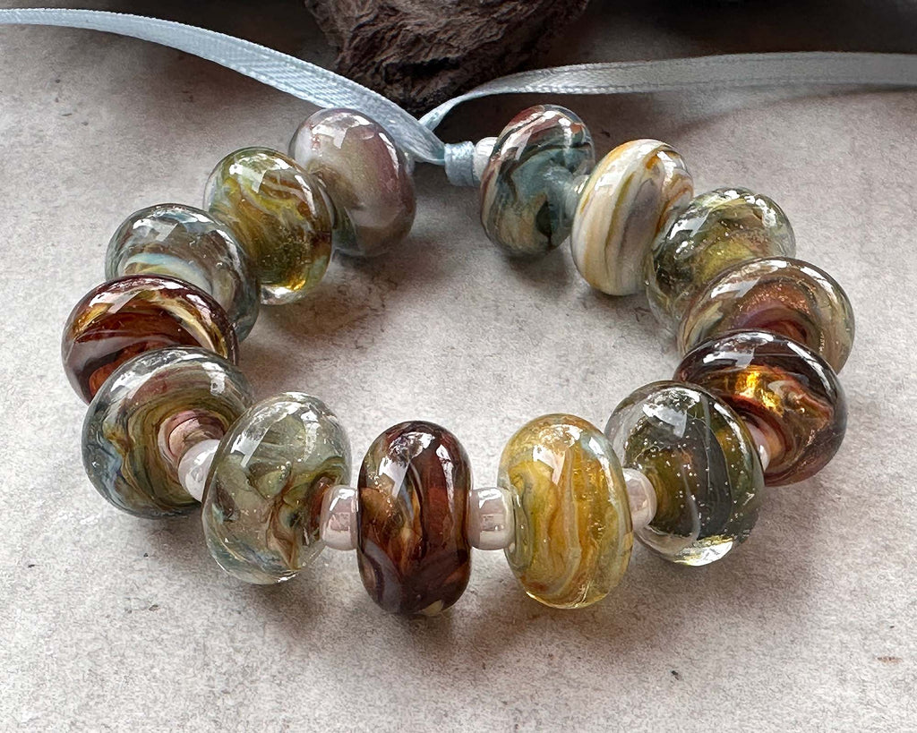 brown lampwork beads