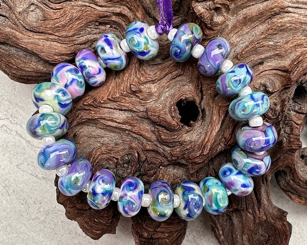 blue lampwork beads