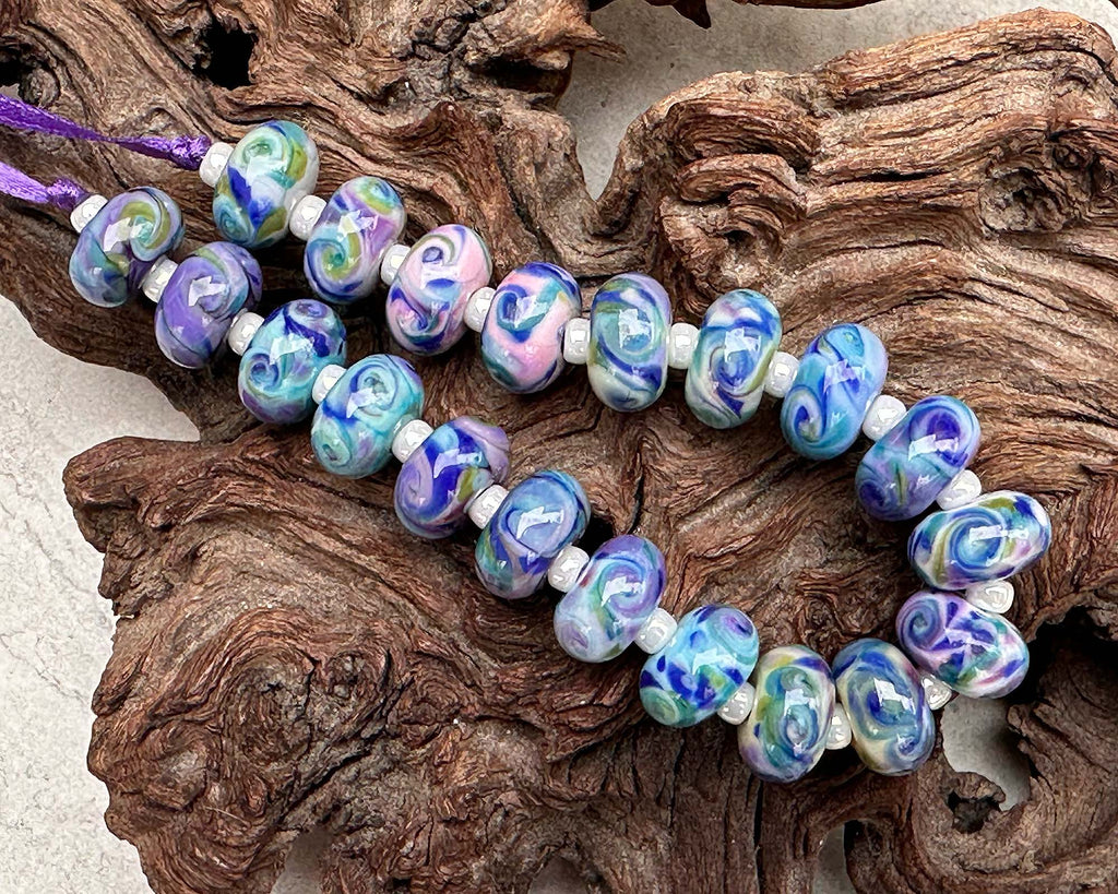 blue lampwork beads