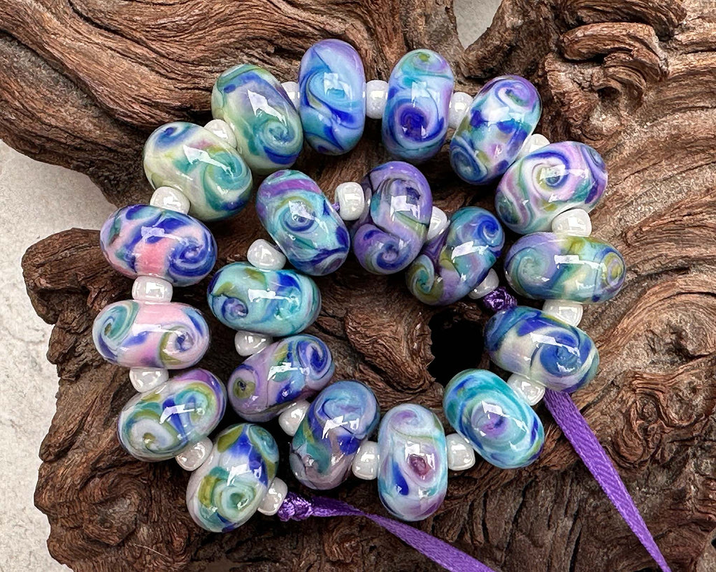 blue lampwork beads