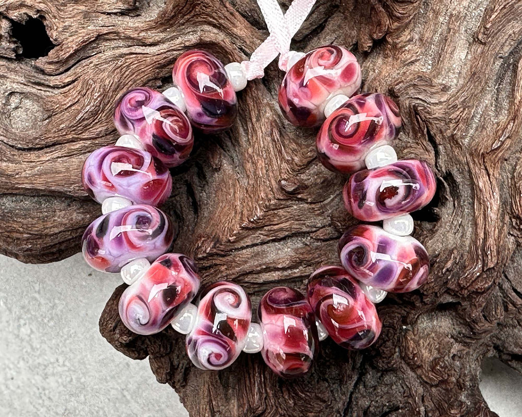 pink lampwork beads