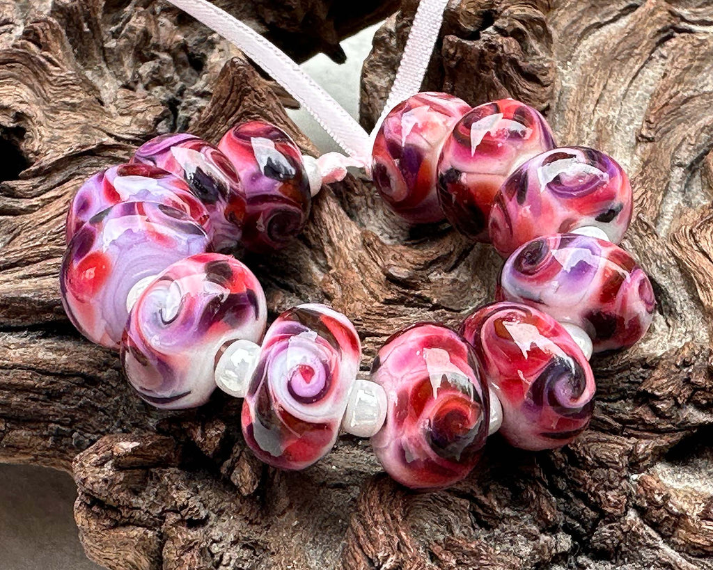 pink lampwork beads