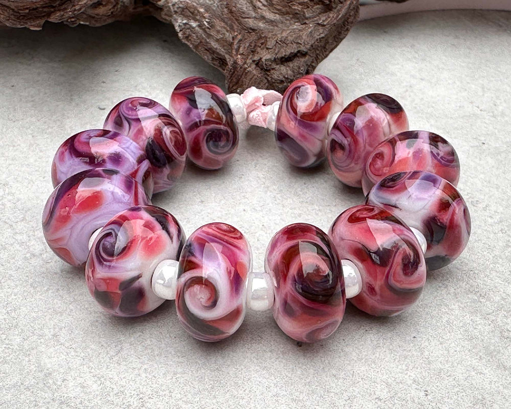 pink lampwork beads