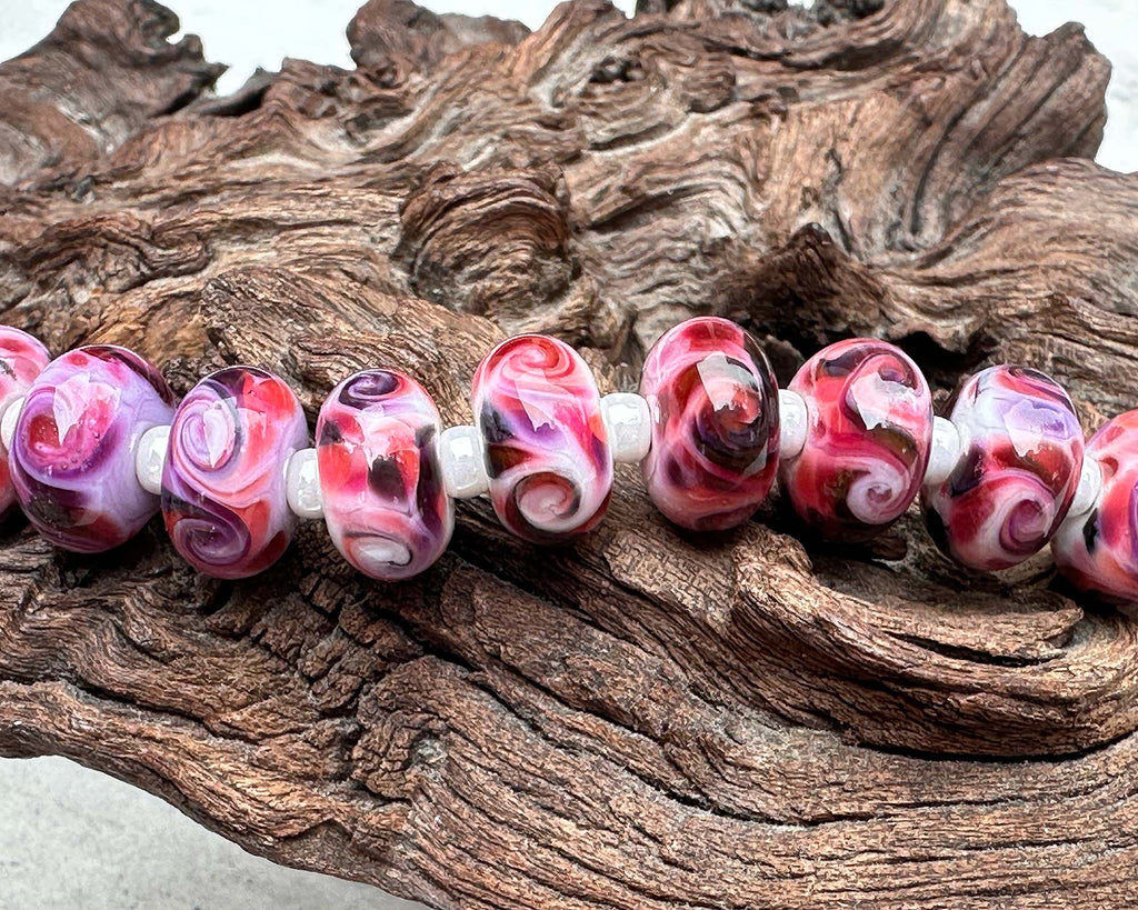 pink lampwork beads