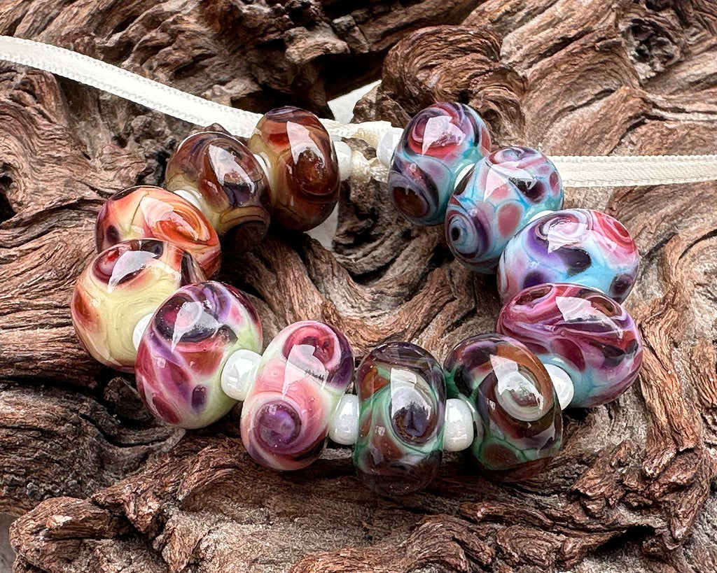 pink lampwork beads