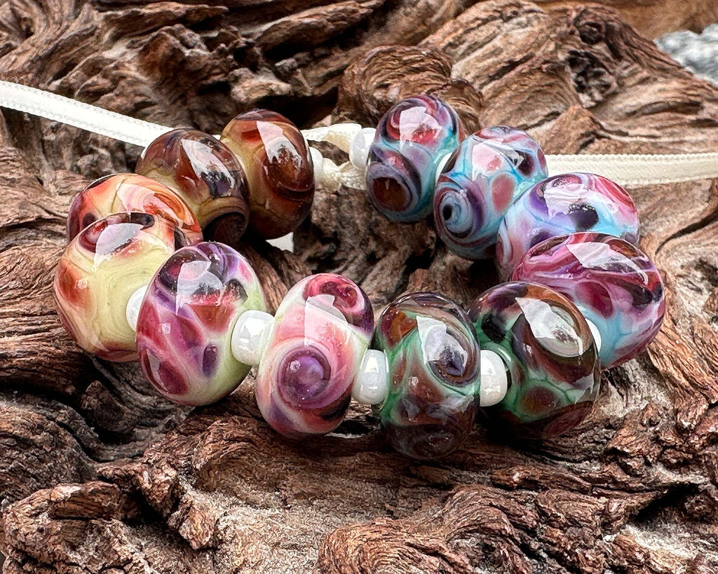 pink lampwork beads