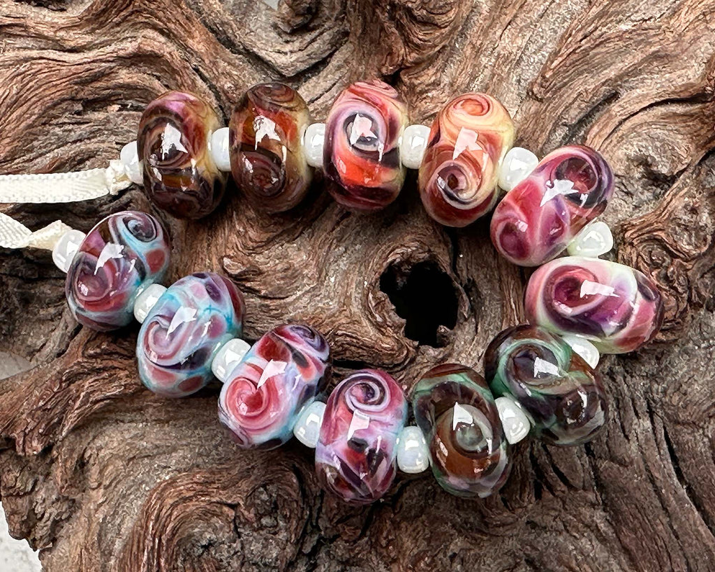 pink lampwork beads