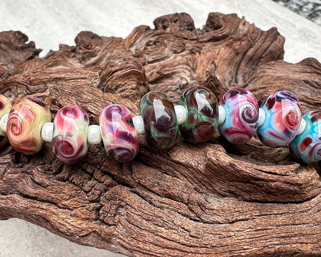 pink lampwork beads