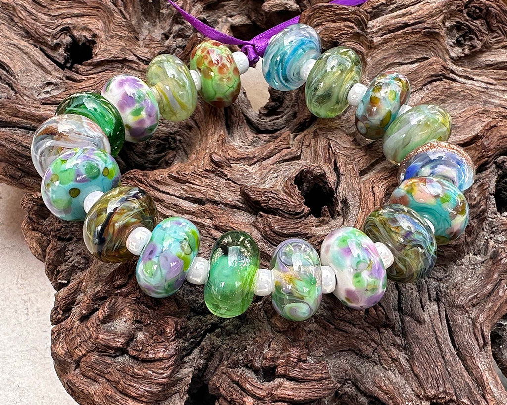 green lampwork beads