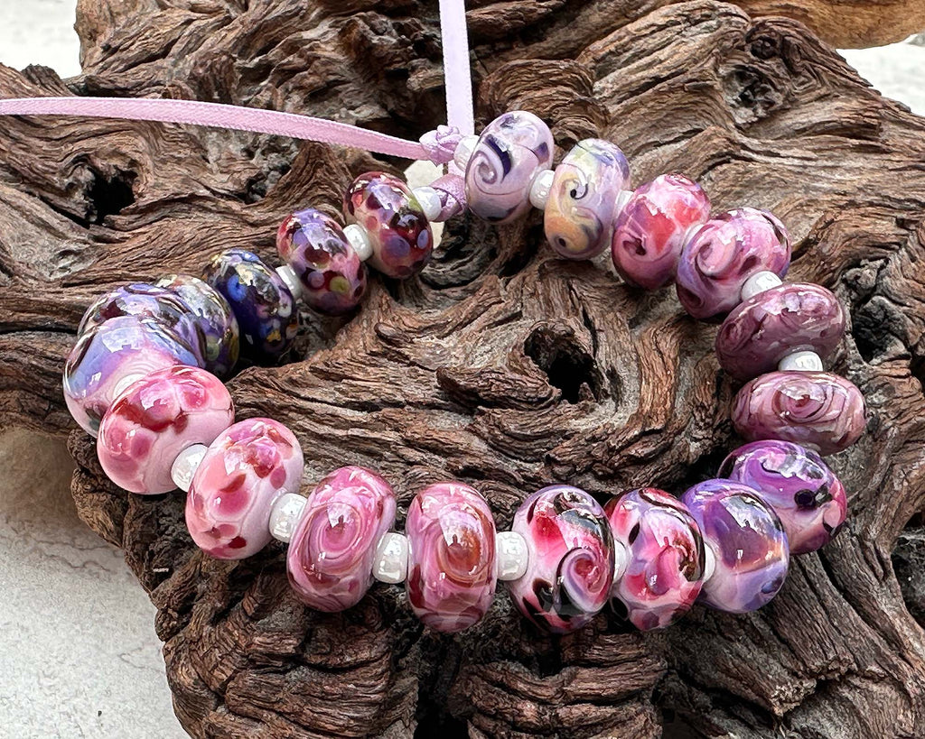 pink lampwork beads