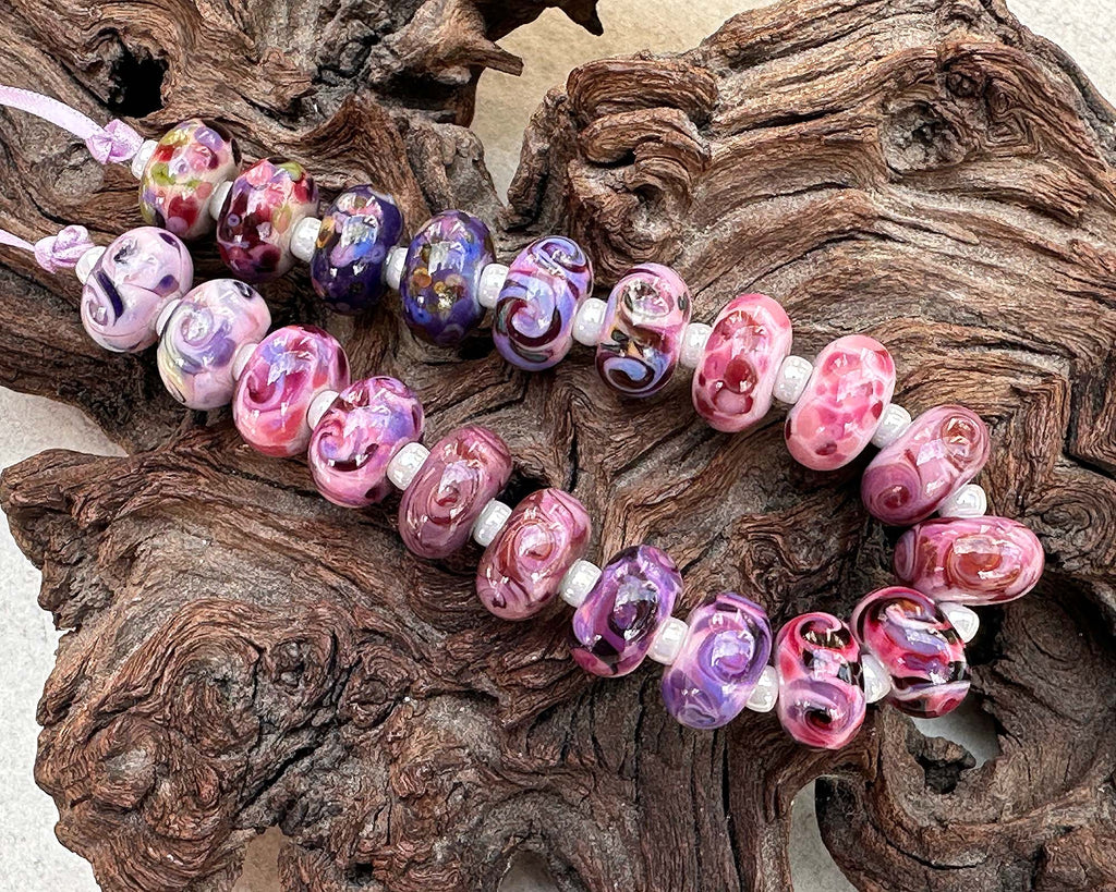 pink lampwork beads