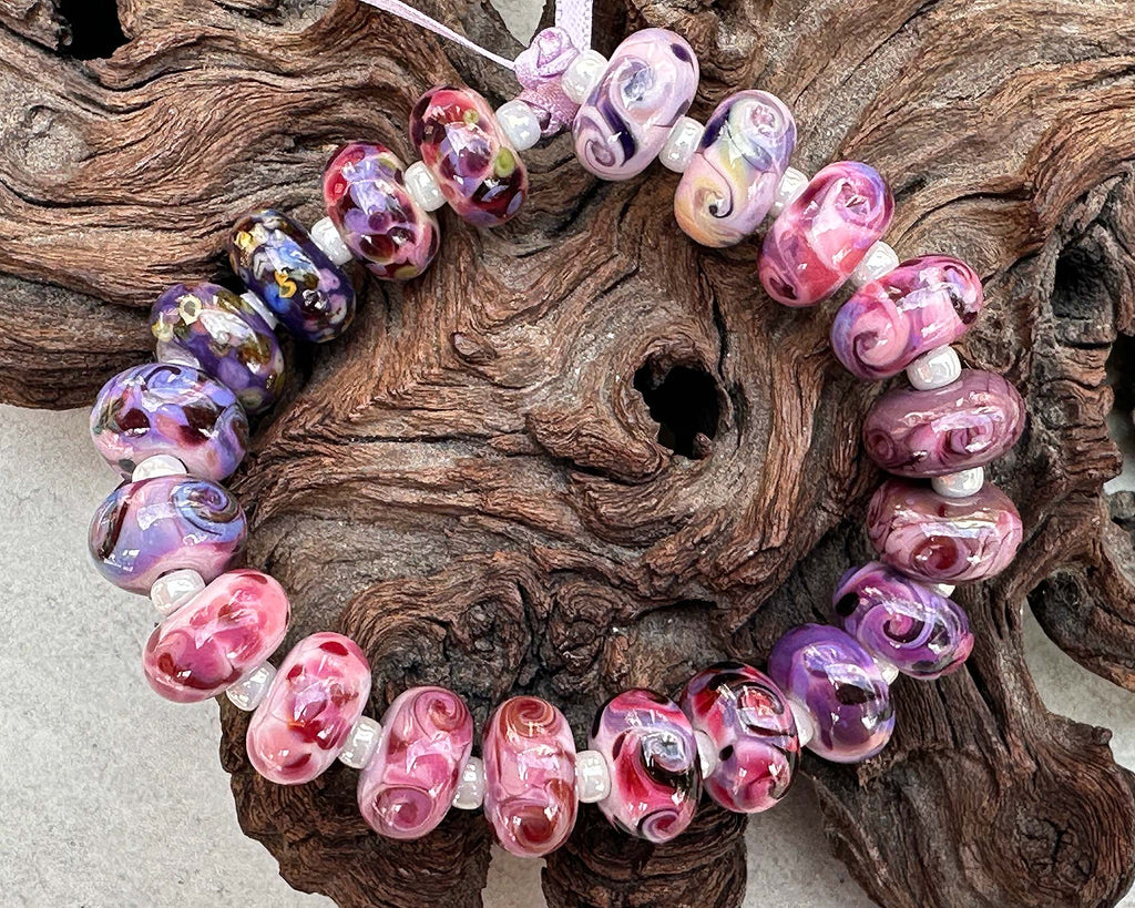 pink lampwork beads