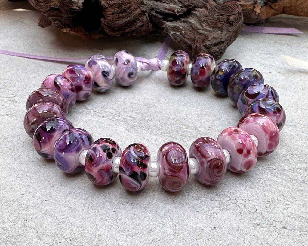 pink lampwork beads