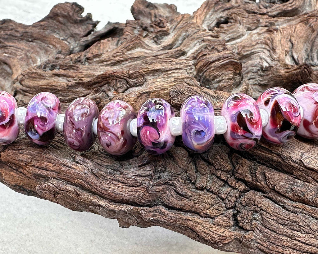 pink lampwork beads