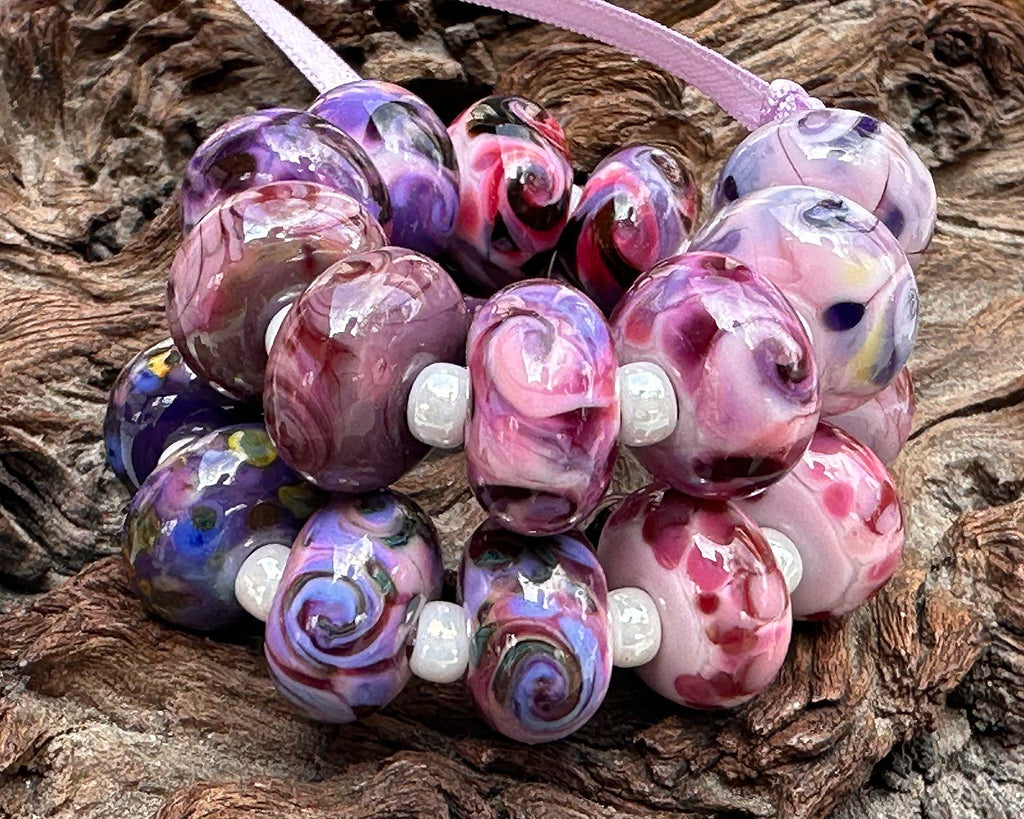 pink lampwork beads