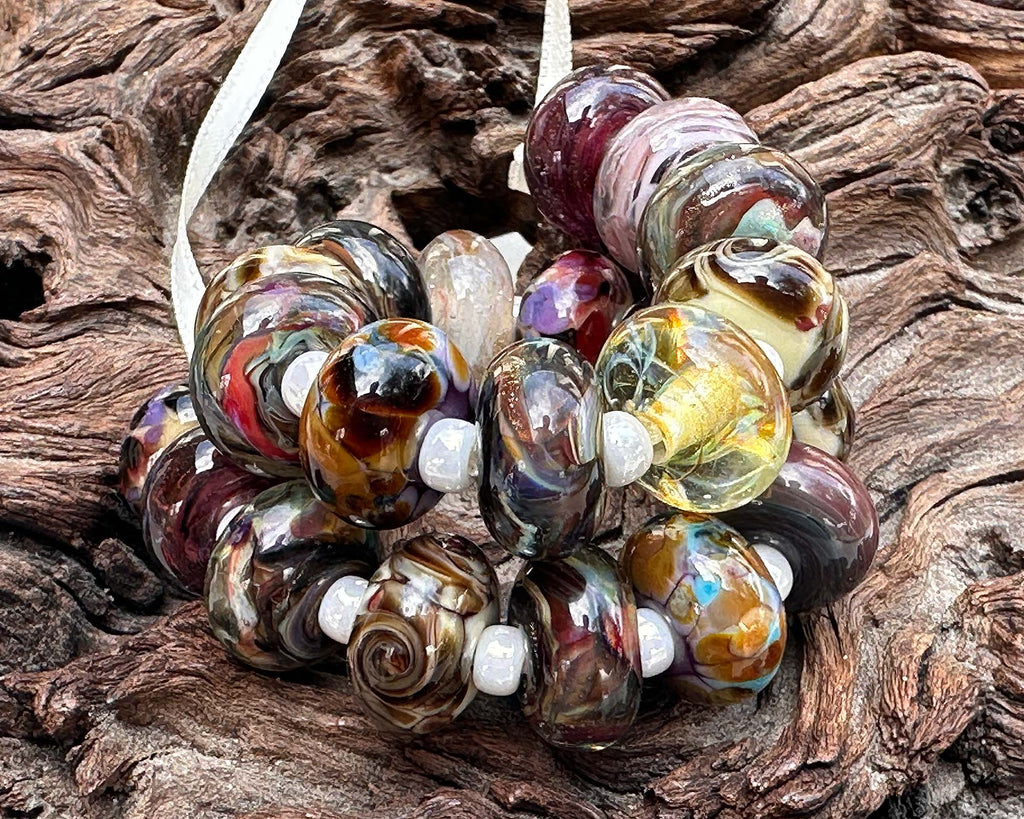 brown lampwork beads