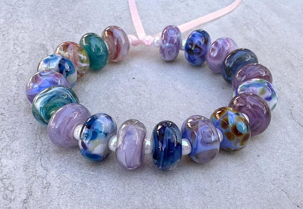 blue purple lampwork beads