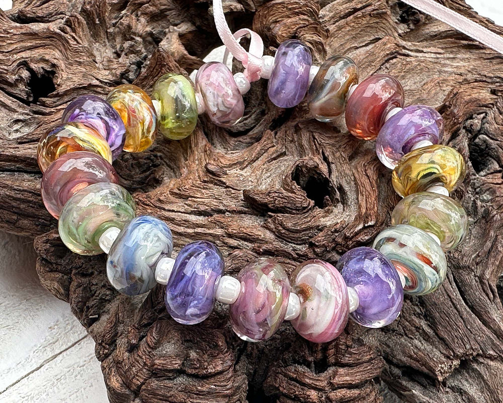 pastel lampwork beads