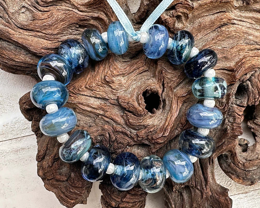 blue lampwork beads