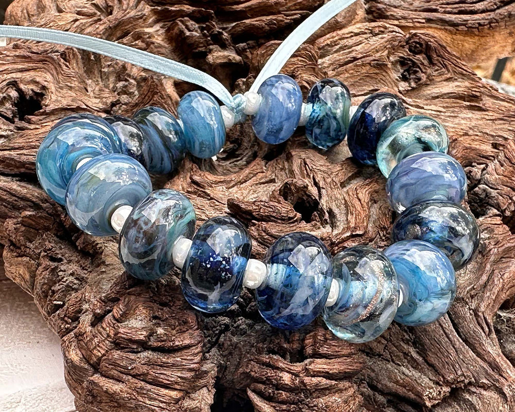 blue lampwork beads