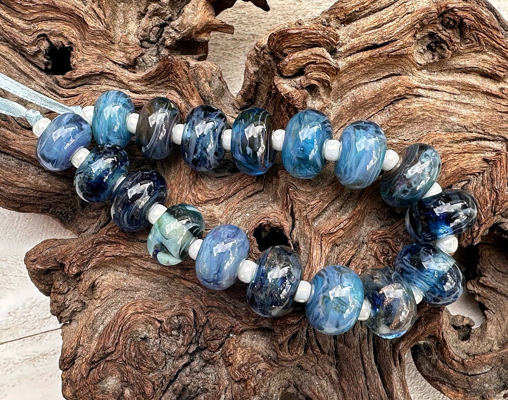 blue lampwork beads