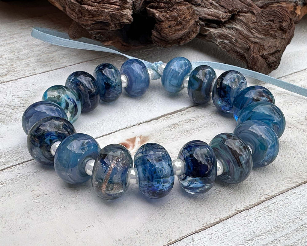 blue lampwork beads