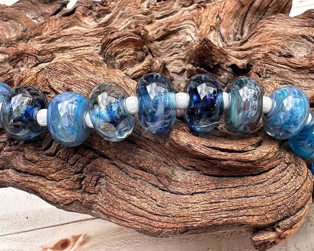 blue lampwork beads