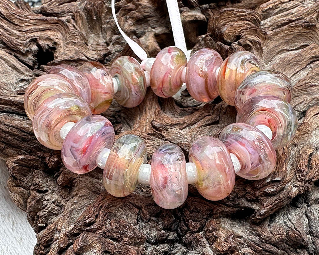 pink lampwork beads