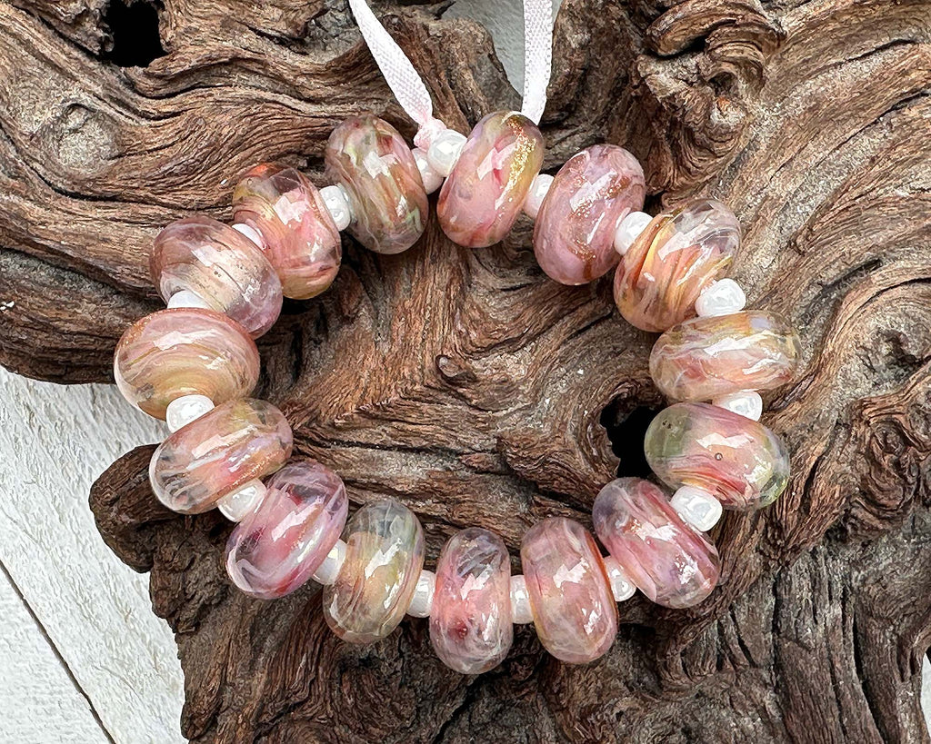 pink lampwork beads