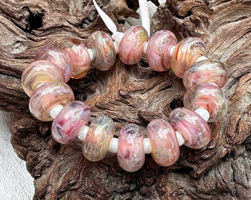 pink lampwork beads