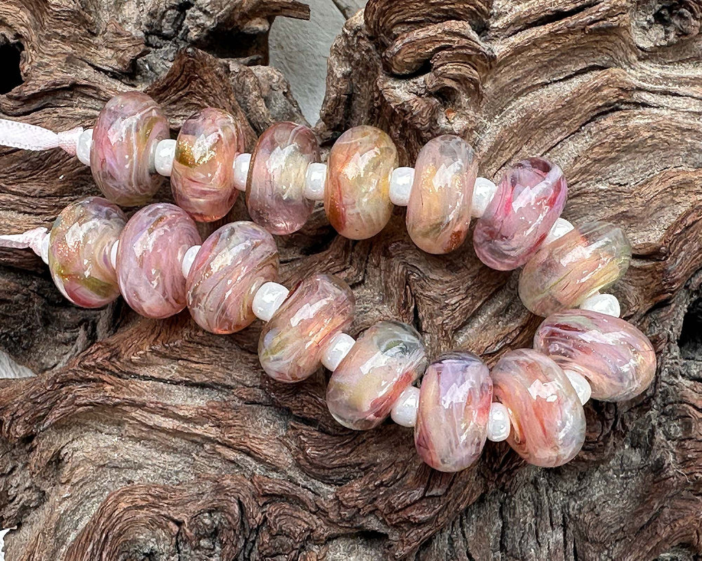 pink lampwork beads