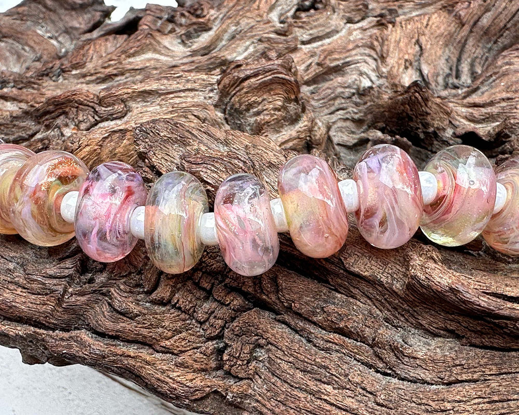 pink lampwork beads