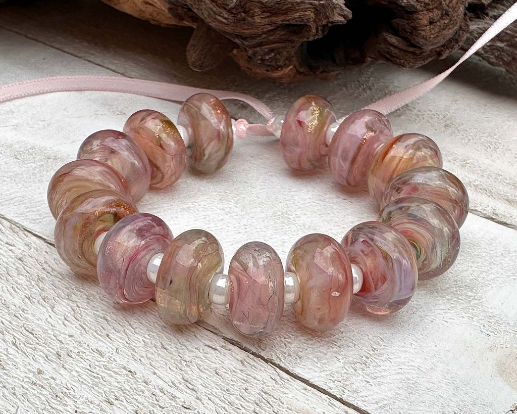 pink lampwork beads