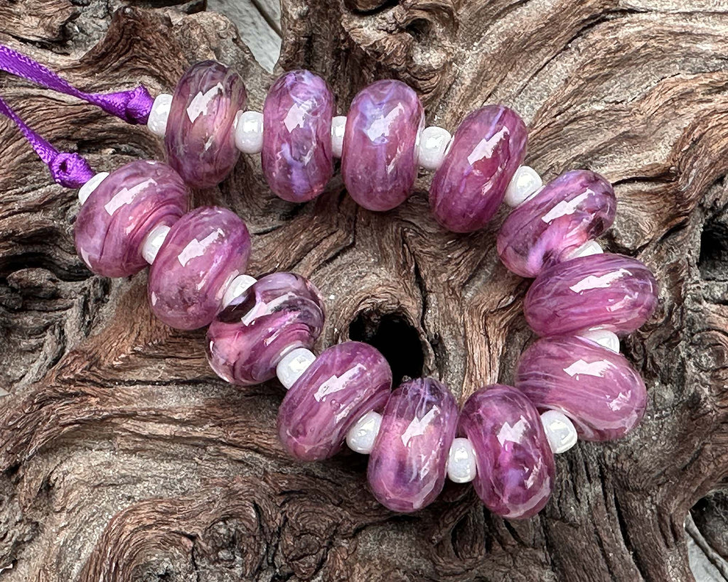 purple lampwork beads