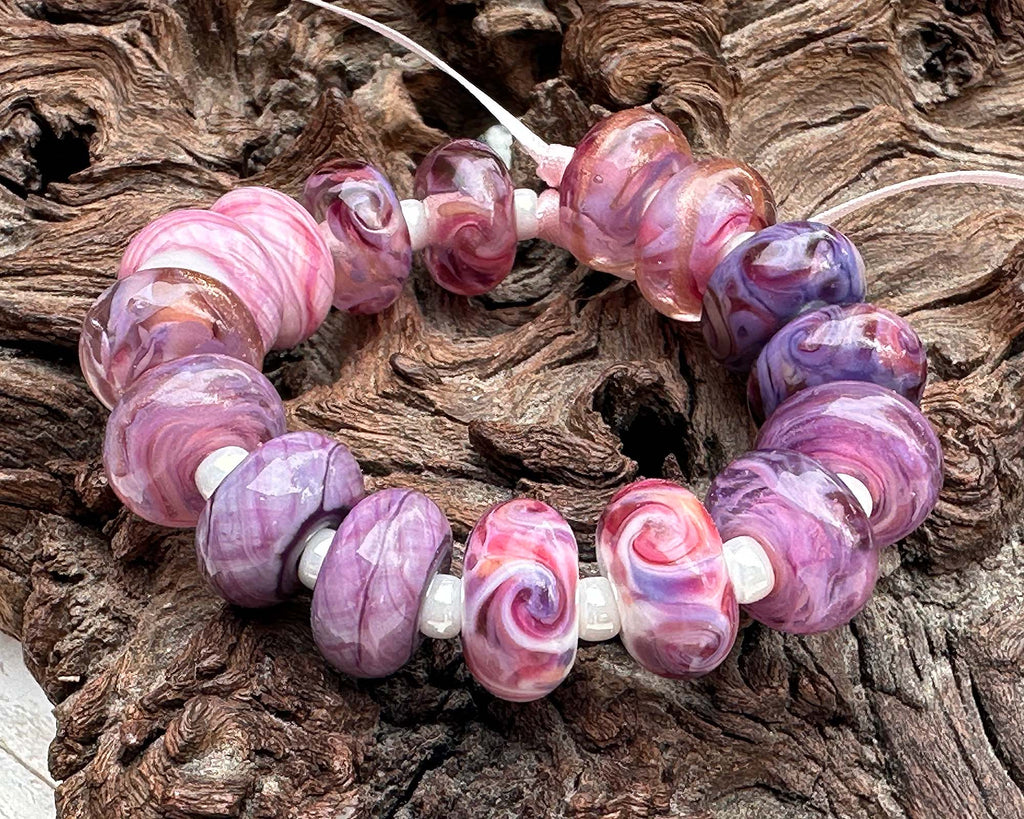 pink lampwork beads