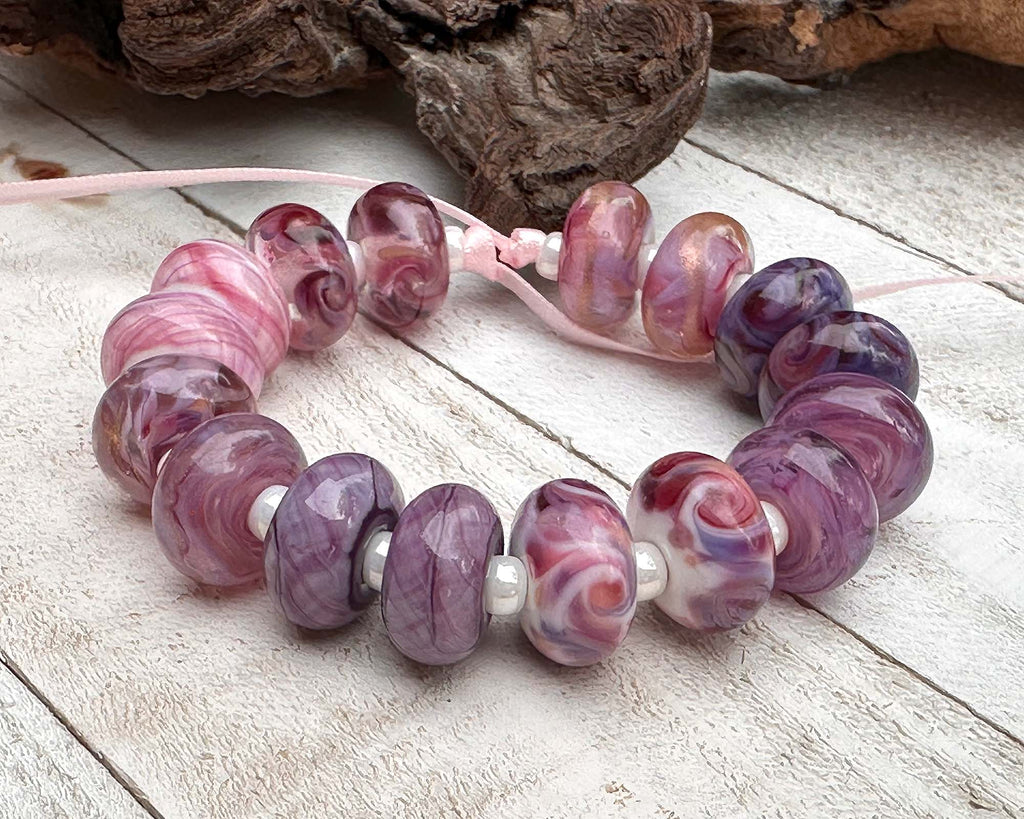 pink lampwork beads