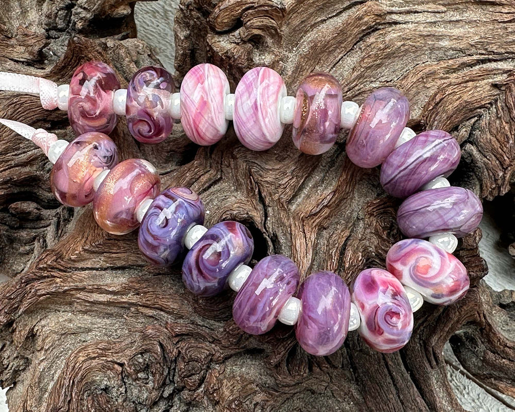 pink lampwork beads