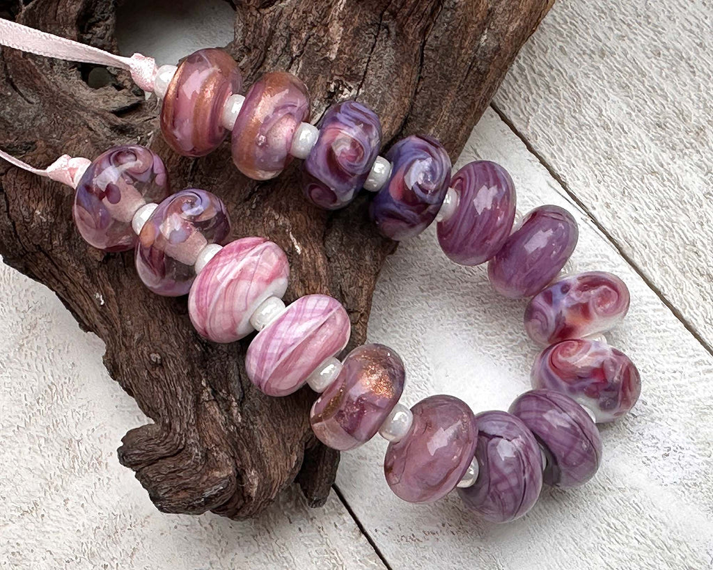 pink lampwork beads