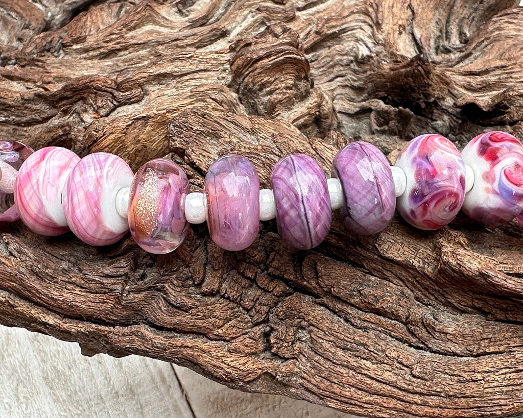 pink lampwork beads