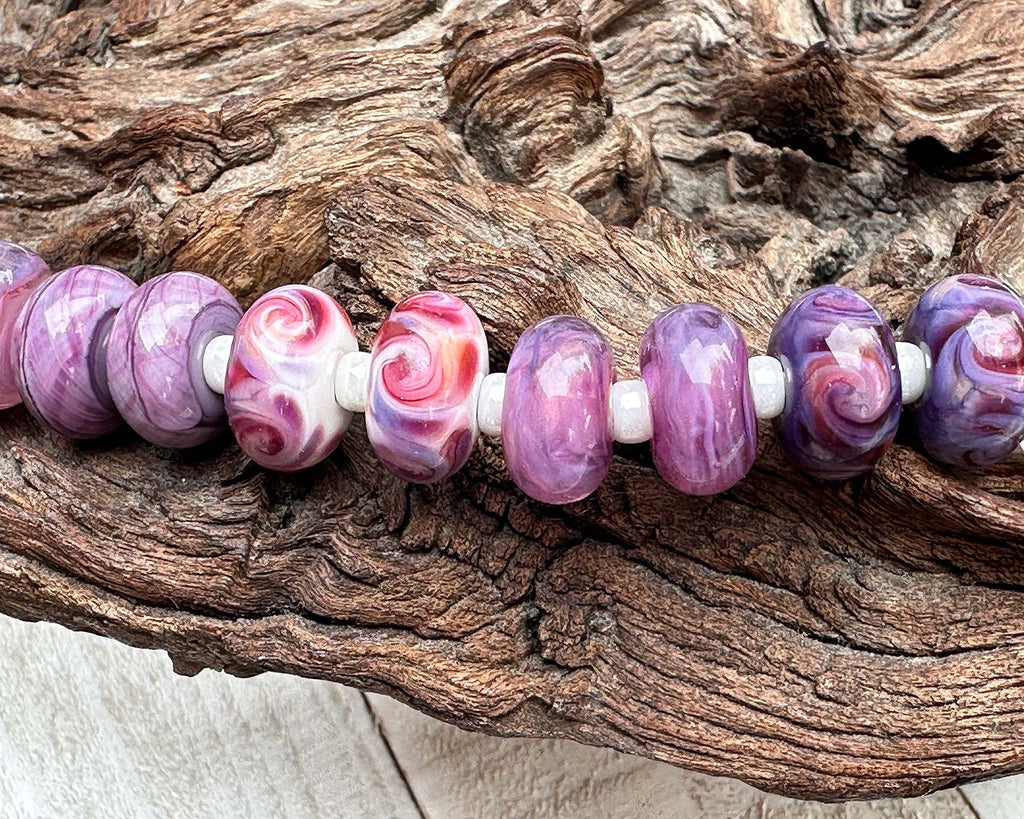 pink lampwork beads