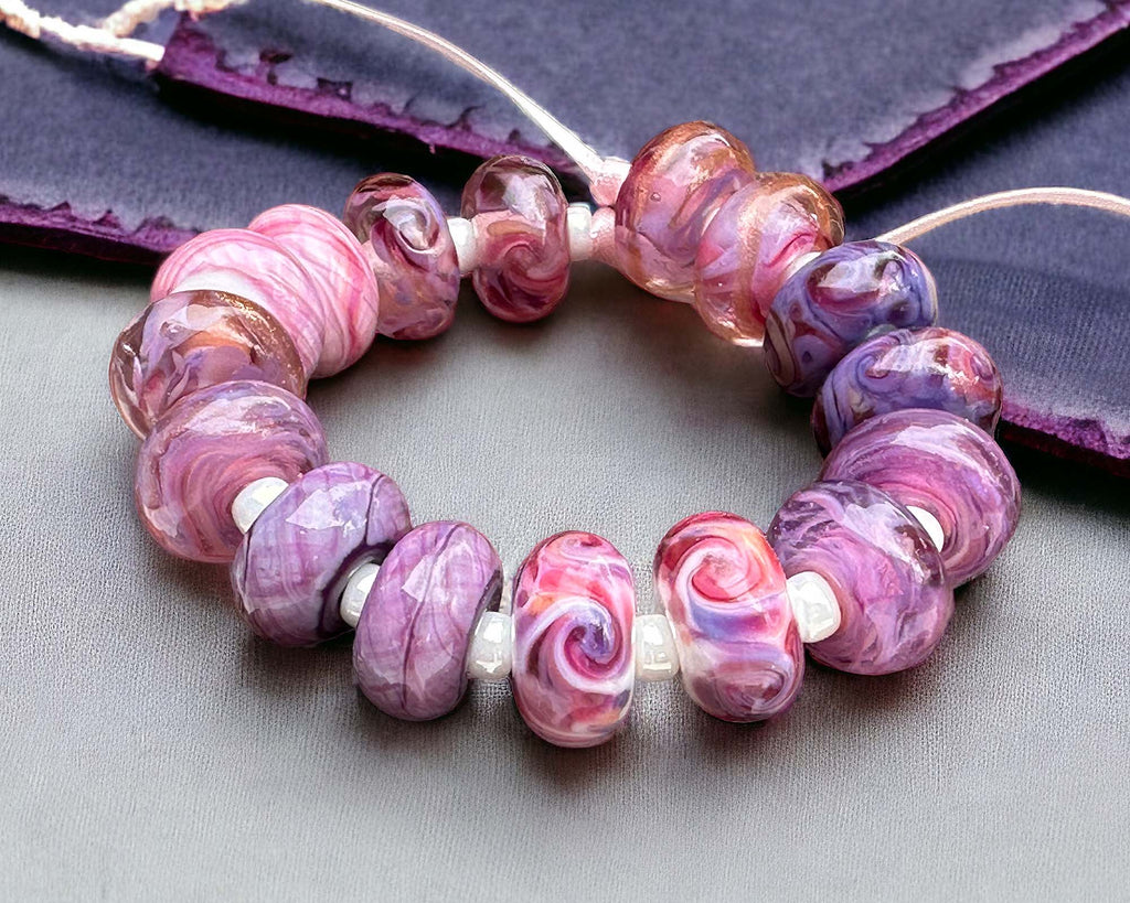 pink lampwork beads