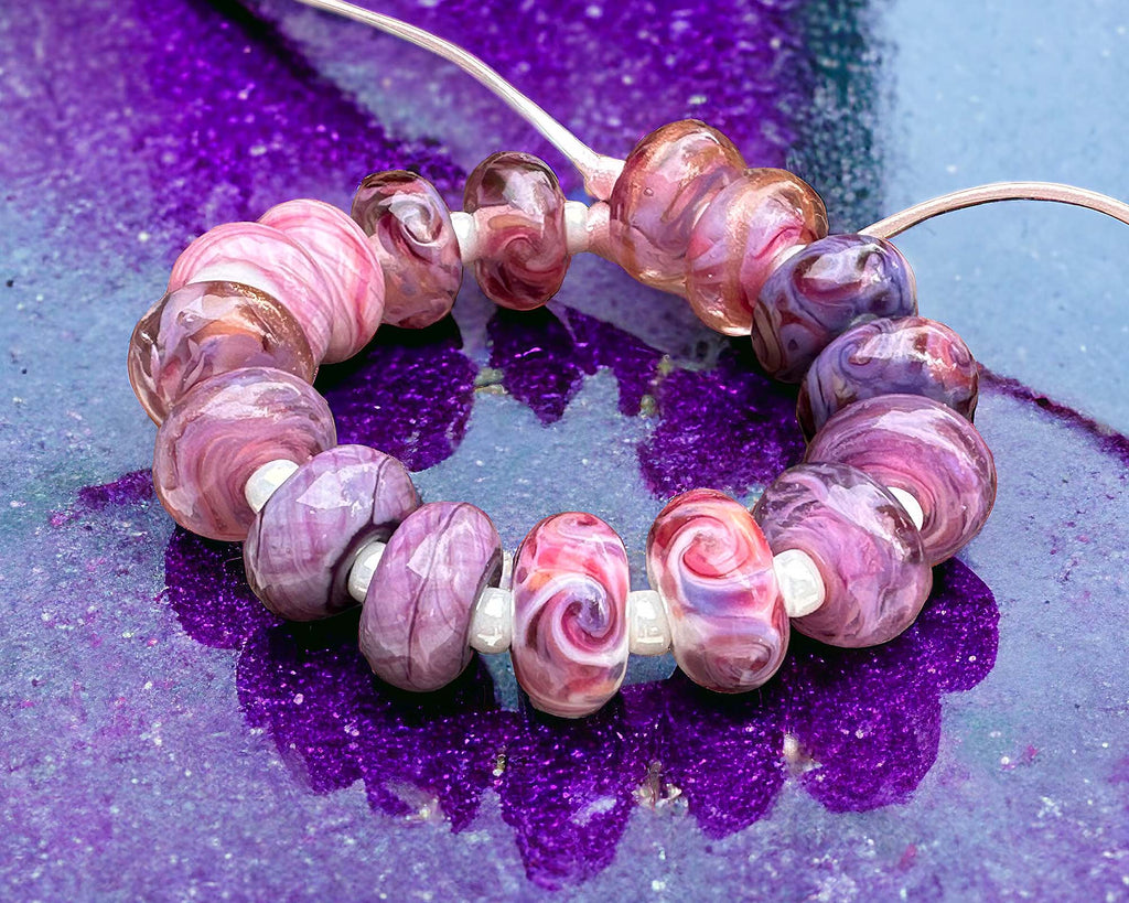 pink lampwork beads